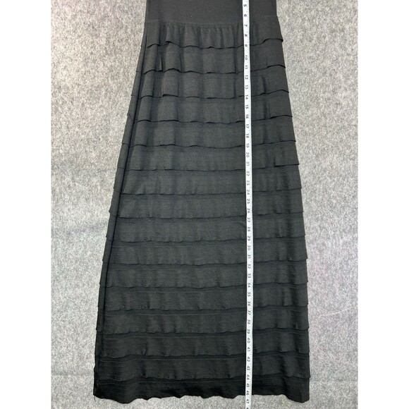 NWT Max Studio Women’s Black Solid Elastic Waist Maxi Skirt Tiered Medium - Picture 4 of 7